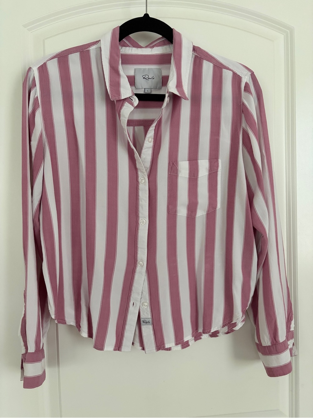 Rails Women’s Striped Button-Down Shirt in Pink & White